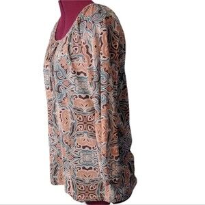 Croft & Barrow Size PM sheer lined neutral colors long sleeve blouse